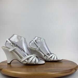New Womens Rangoni Firenze Amalfi Camogil White Slingback Wedge Heels Size 9.5 M